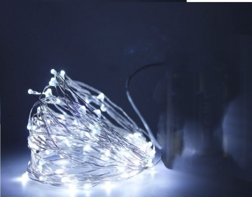 Kerst koperdraad LED verlichting - koud wit - 1,9 meter - op batterijen Kerst koperdraad LED verlichting - koud wit - 1,9 meter - op batterijen
